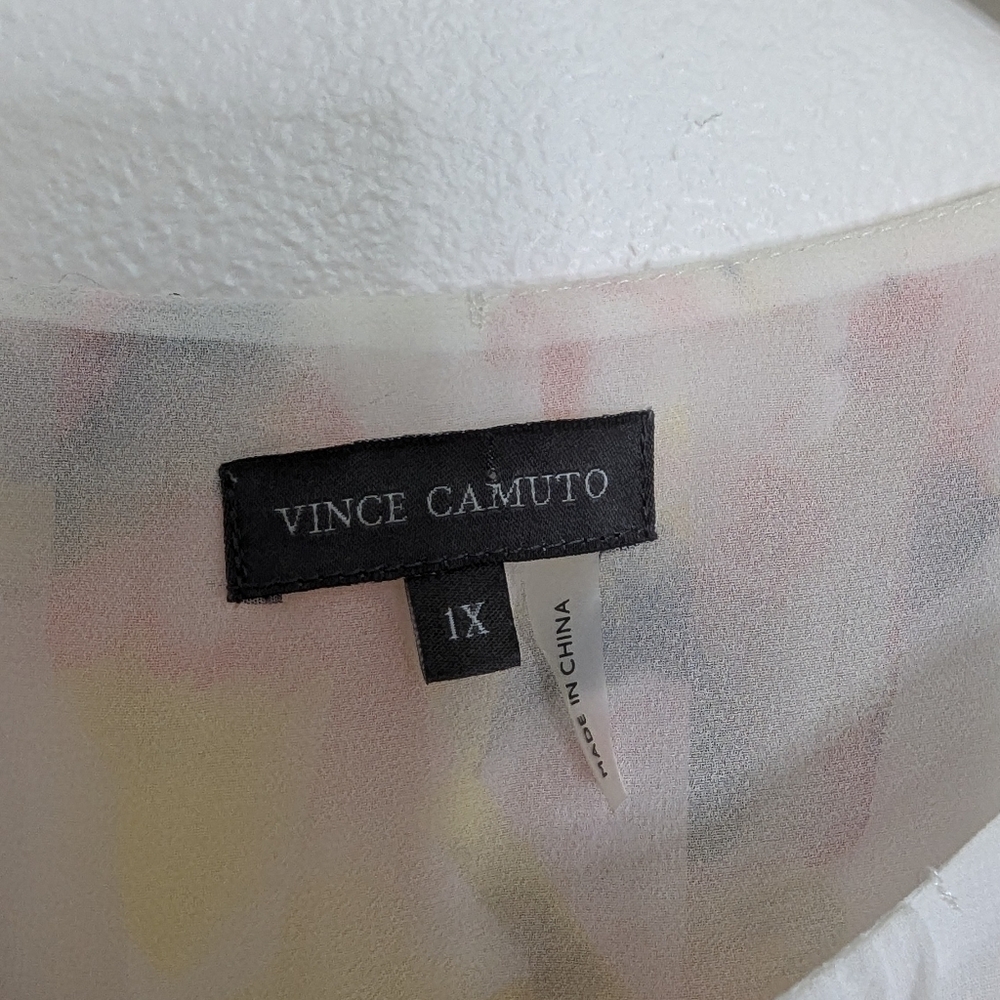 Vince Camuto Blouse 1X White Floral Print Dolman Sleeves - Picture 4 of 7